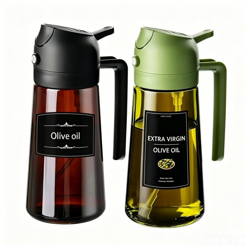 2-in-1 Glass Olive Oil Sprayer & Dispenser 16oz/470ml Leakproof Spray Bottle for Cooking, Air Fryer BBQ, Baking Salad Grilling