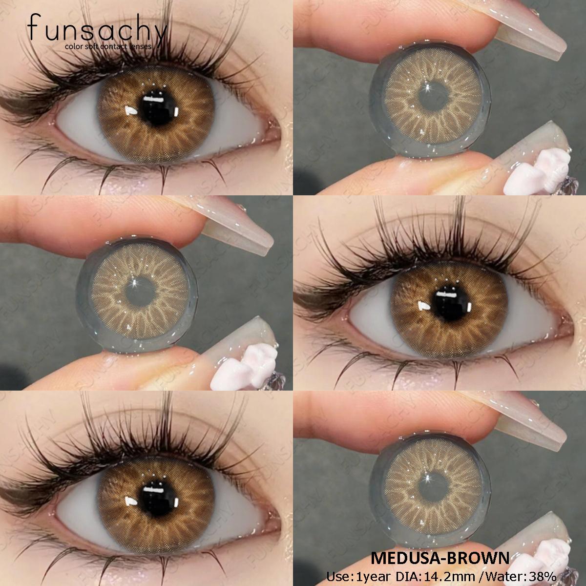 

FUNSACHY 1 пара натуральных контактных линз для глаз, зеленые линзы, голубые контактные линзы для глаз, косметические серые зрачки