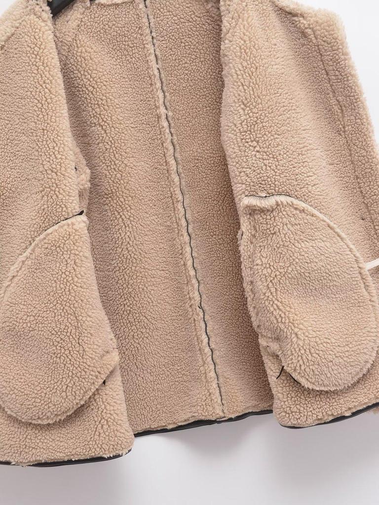 European & American Style Autumn/Winter Color Block Leather & Fur Lapel Jacket - Women’s Casual Motorcycle Coat