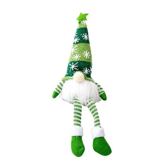 Polyester Stuffed Gnome Collectibles Lighted Christmas Doll, Knitted Figurine with LED Light, Creative Hanging Legs Sitting Ornaments Luminous Desktop