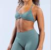 Women's Halter Neck Sports Bra and Shorts Set - Yoga Fitness One-Strap Design