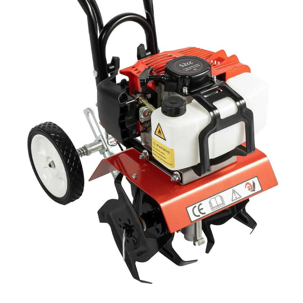 52CC 2-Stroke Gas Mini Tiller 1700W Compact Rototiller for Garden Soil Cultivation