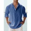 T-shirt da Uomo in Lino a Collo Alto a Maniche Lunghe Felpa Larga Tinta Unita Camicia da Uomo a Maniche Lunghe in Cotone Lino