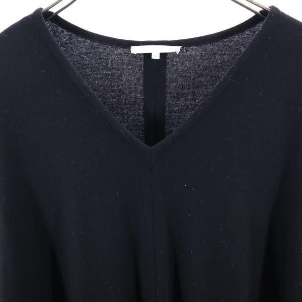 Helmut Lang Wolle Langarm V-Ausschnitt Strick Einteiler S schwarz Damen Gebraucht