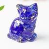 Natural Crystal Gravel Resin Sitting Turning Face Cat Figurine With Gold Foil Cute Desktop Decor For Home Office
