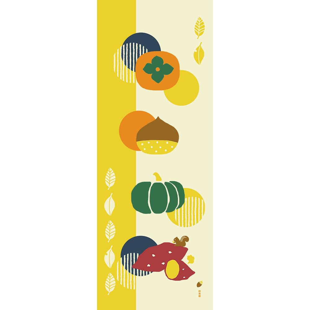 Hamamonyo Illustrated Tenugui and Sweet Potato (Towels) Persimmon, Chestnut, Pumpkin,