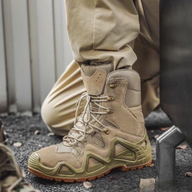 Fashion Shoes for Men Outdoor Combat Boots Thick-soled Hiking Non-slip Wear-resistant High-top Climbing Men's Shoes Zapatillas De Hombre