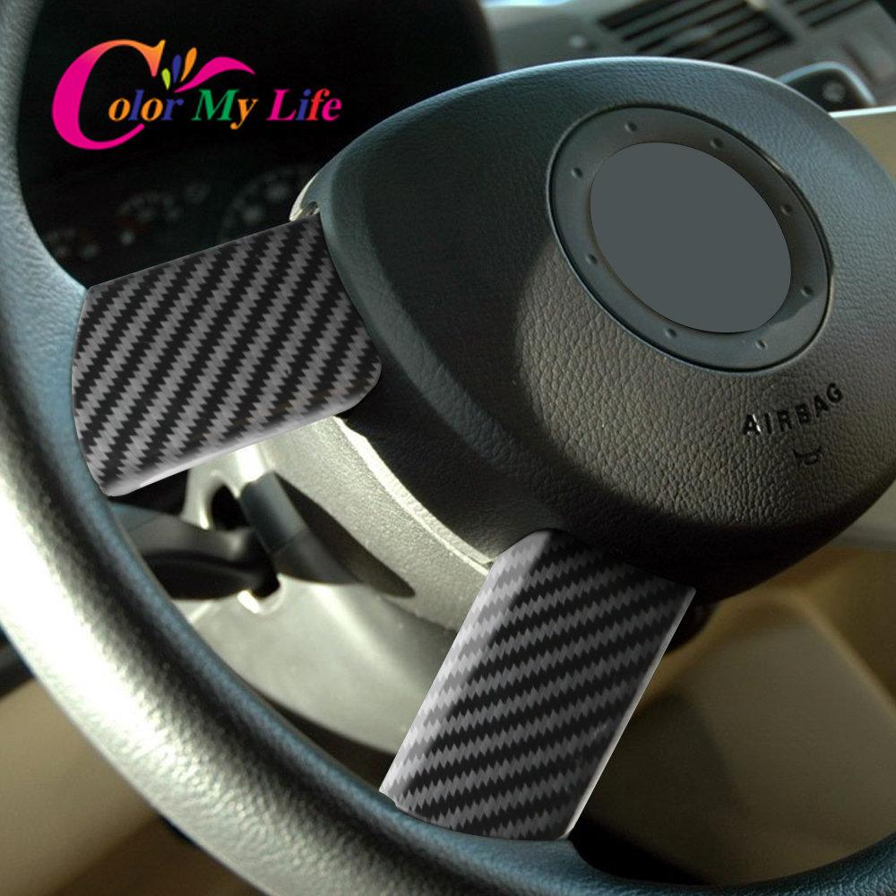 Carbon Fiber Steering Wheel Panel Cover Sticker for Volkswagen VW Polo Fox 2003 2004 2005 2006 2007 Car Accessories