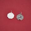 S925 Sterling Silver Tai Chi Bagua Coin Pendant with Ghost Flower Design - Round Plate for DIY Braided Rope Bracelet.