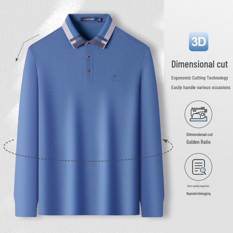 MONTAGUT Men's Long-Sleeve Cotton Blend Polo Shirt