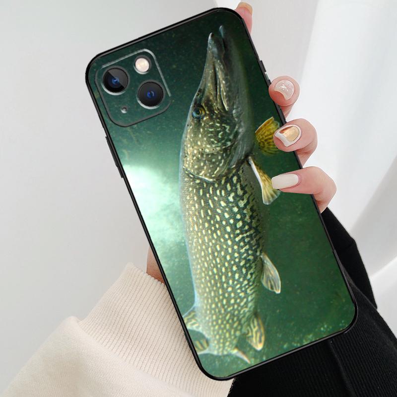 Pike Fish Fishing Bait Phone Case For iPhone 17 Pro Max 14 13 12 11 15 16 Pro Max mini 15 16 Plus 16e 17 Air Cover