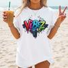 Vibez Graphic T Shirt Women's Colorful Graffiti Streetwear Summer Beach Casual
