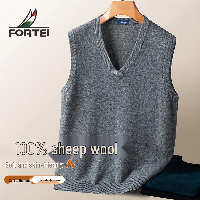 Futing Men s 100% Merino Wool V-Neck Sweater 56