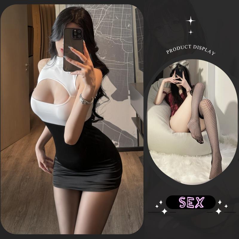 Spice Lingerie Passion Secretary Cosplay Lace Uniform Seduction Lace-up Strap-up Hip-wrap Nightdress Suit