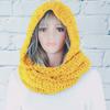 Fashion Hooded Scarf, Women's Solid Color Woolen Hat, Knitted Scarf