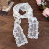 Floral Embroidery Hair Scarf Lace Long Ribbon Scarf White Flower Lace Neckerchief  Decorative Strap Necklace Head Wrap Scarves