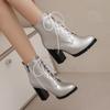 Women's high-heeled short boots autumn and winter new simple and comfortable thick-heeled large-size short boots