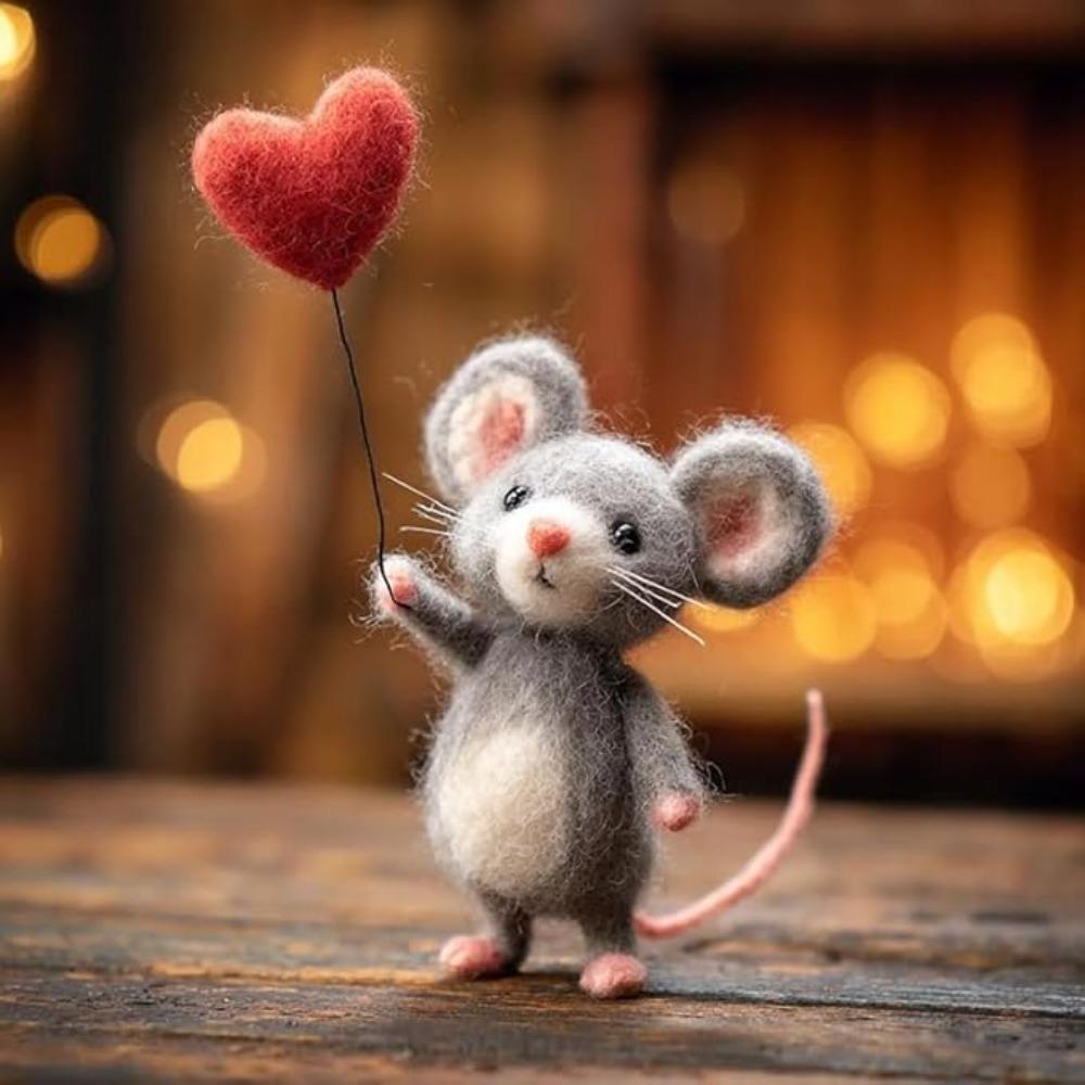 Craft Needle Felting Supply Needle Felted Mouse Cute Mouse Figurine Gifts Felt Mice Ornaments Handmade
