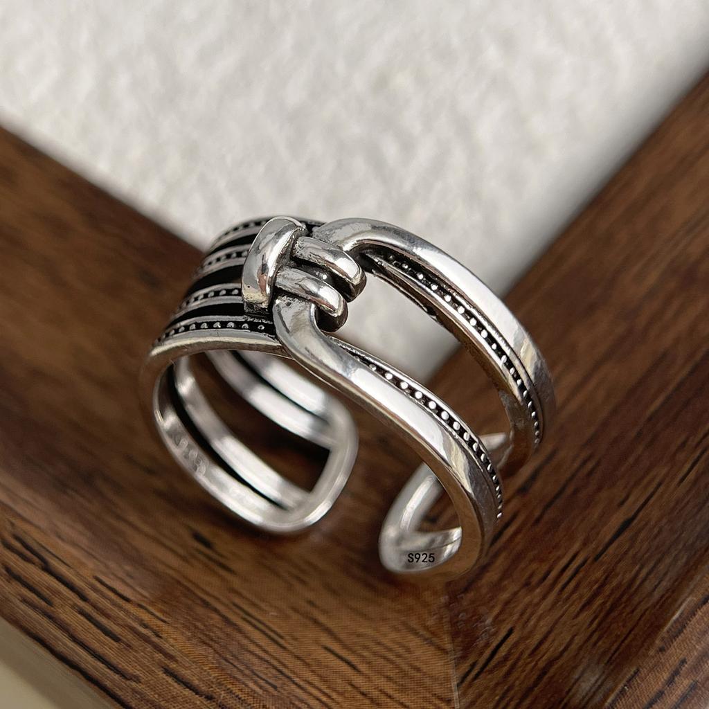 925 Sterling Silver Rings for Women Couple Minimalist Handmade Hollow Retro Ring Fine Jewelry Gift Prevent Allergy
