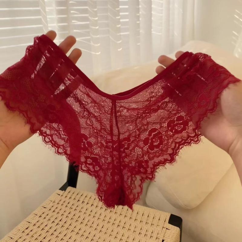 Ladies Seductive Lace Sexy Low Waist Cross Pure Desire Safety Pants Panties
