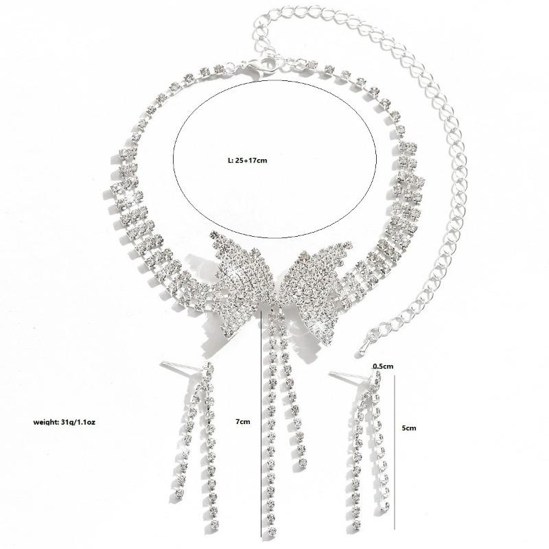 Wedding Butterfly Necklace Earrings, Bridal Accessories, Banquet Jewelry Set, One Piece Will Be Sent on Behalf of You.