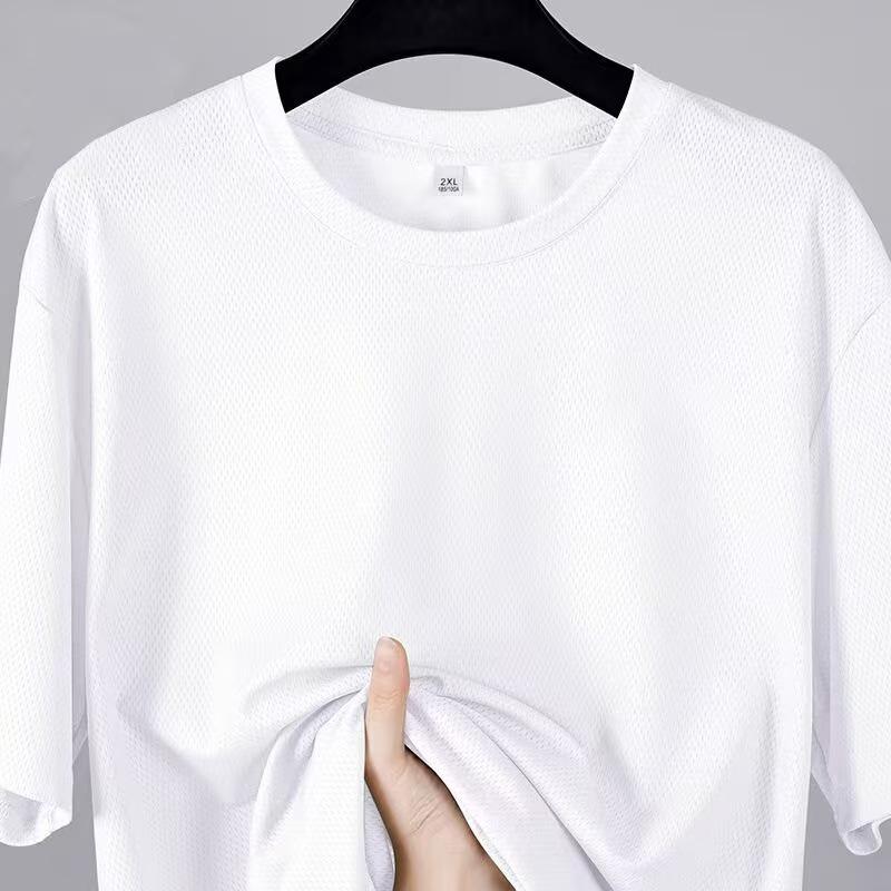 

Мужская футболка с коротким рукавом из ледяного шелка и сетки, свободного кроя XL белый