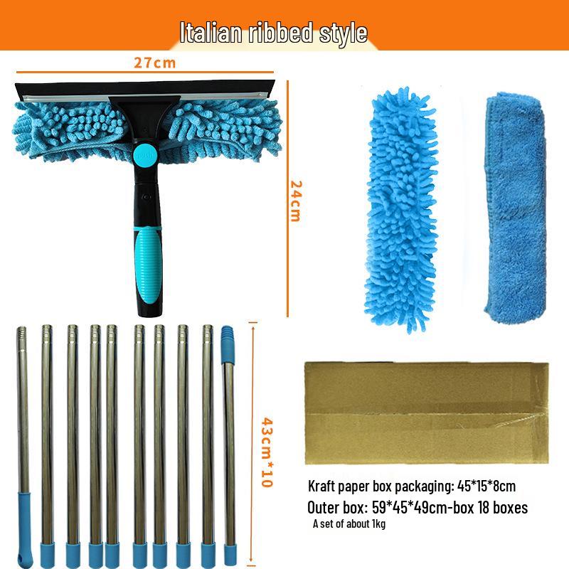 Dual-Sided High-Rise Window Cleaning Squeegee: Efficient Glass Cleaner for Easy Two-in-One Use