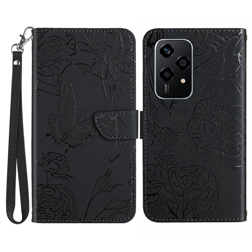 HT03 For Honor 200 Lite Leather Case Imprinted Full Protection Phone Wallet Cover with Strap
