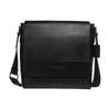 Houston 28 Embossed Print Leather Messenger Bag Shoulder Crossbody Bag Large Men's Black