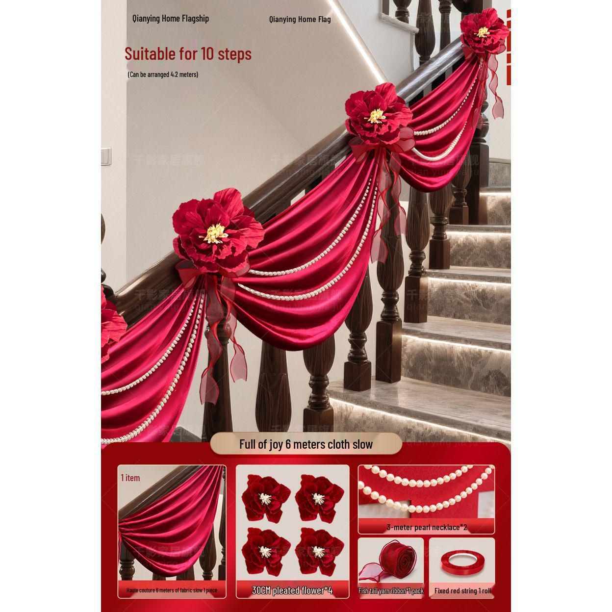 

Wedding Stair Railing Decoration: Bridal Pull Flowers Set for New Home Arrangement New Wedding Stair Decoration Set