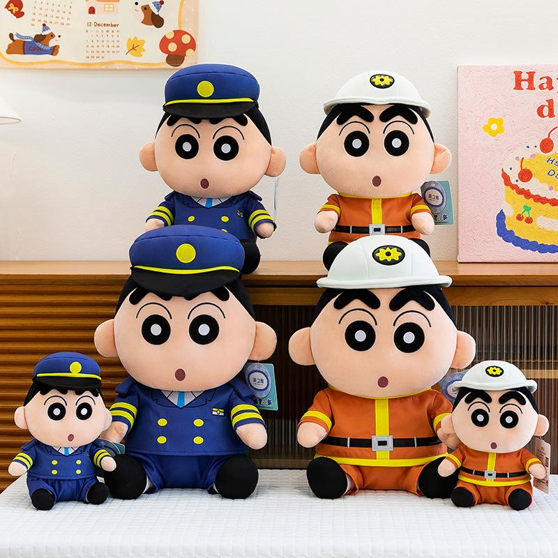 Firefighter Crayon Small New Plush Toy Cute Police Small New Doll Pillow Ragdoll Doll