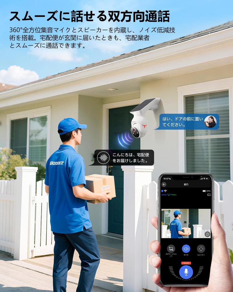 2K Outdoor Security Solar Solar Integrated Surveillance Fully No Power Supply Color Night IP65 Waterproof and Remote Motion Human Cloud Ideal for
