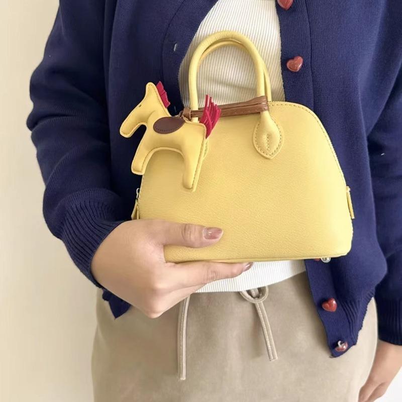 Cowhide Shell Bag Niche Premium Bowling Bag Genuine Leather Portable Mini Shoulder Messenger Women's Bag