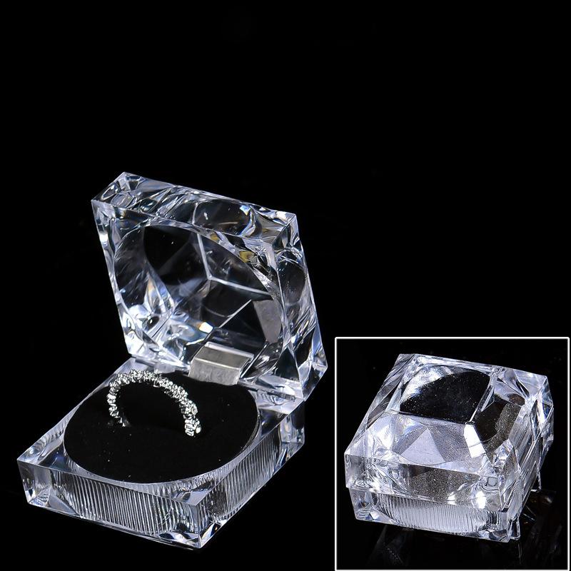 Acryl Transparent Kristall Ringbox Halter Schmuckverpackung Geschenketui Für Antrag Hochzeitsring Display Aufbewahrung Organizer