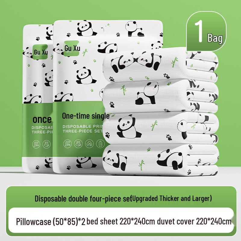 Disposable Four-Piece Bed Set: Bed Sheets, Duvet Covers, Pillowcases, and Quilt Covers - Thick, Anti-Dirty and Portable for Hotels and Travel.