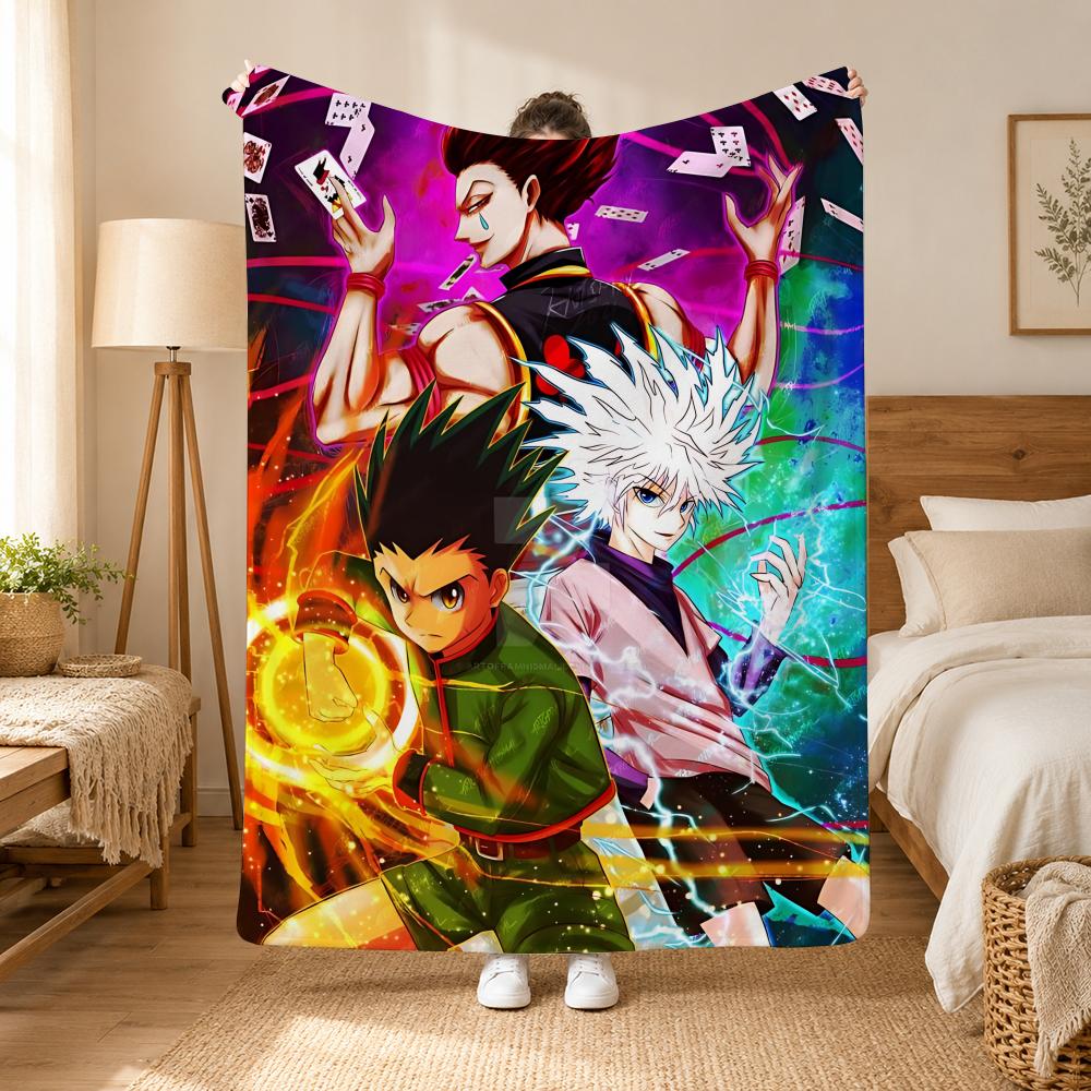 Hunter Hunter Anime Throw 240g Flannel Blanket, Suitable for Sofas, Beds, Offices, Exquisite Gift Blankets