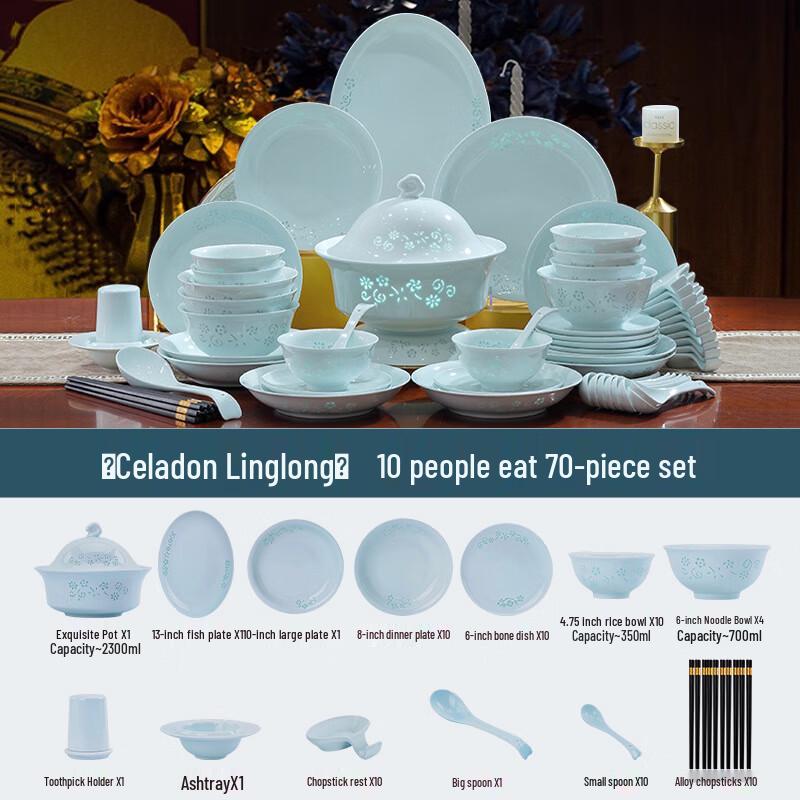 Ru Han Yingqing Linglong Style Enamel Dinnerware Set