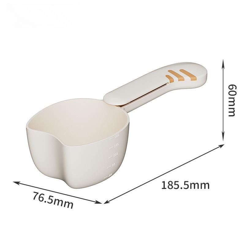 

1Pcs Plastic Rice Scoop Kitchen Multi Functional Food Measuring Spoon for Grains Flour and Snacks with Sealing Clip Safe грязно-белый