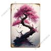 Sakura Bonsai Metal Sign Cinema Club Wall Decor Living Room Tin Sign Poster