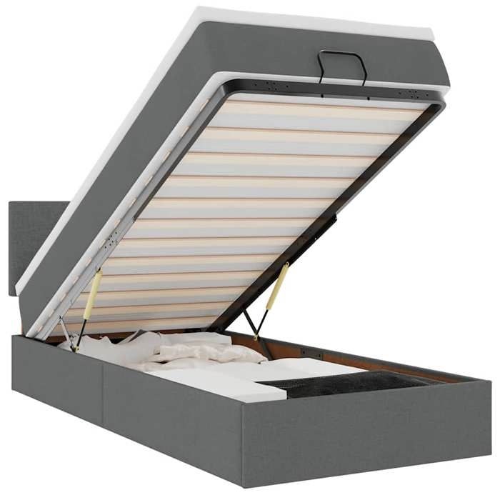 VidaXL Lit ottoman avec matelas et LED Gris foncé 80x200cm tissu 3312181