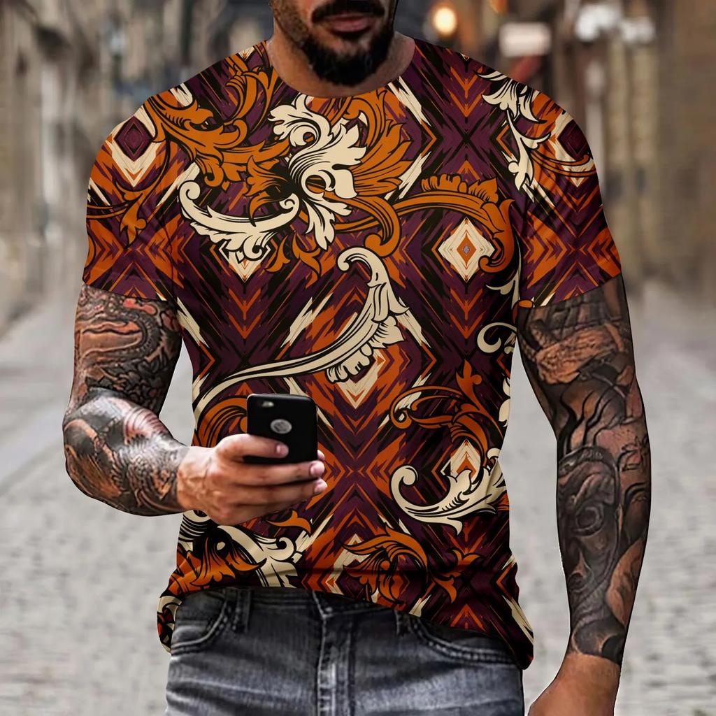 Summer New Men's T-shirt 3D Printed Graffiti Pattern Street Fashion Trend Short Sleeved Round Neck Plus Size Top