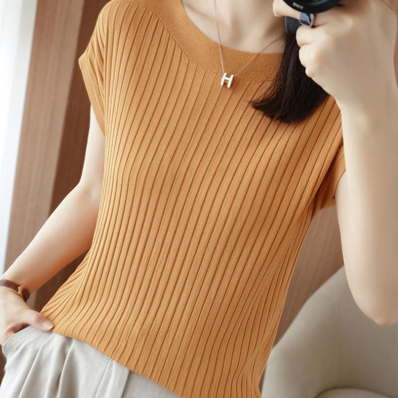 IHUASU Women's Bat Sleeve Ice Silk Short Sleeve T-Shirt Summer Fashion Versatile