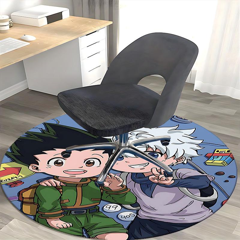 1pc Anime Cartoon Design Round Carpet  Office Chair Mat, NonSlip Rug for Home Decor, Living Room, Bedroom, Game Room