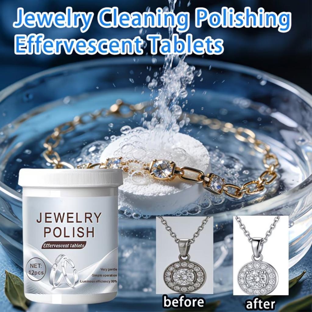 Jewelry Polish Effervescent Tablets for Cleaning and Restoring Shine Suitable for Various Jewelry Materials Easy To Use and Portable Container