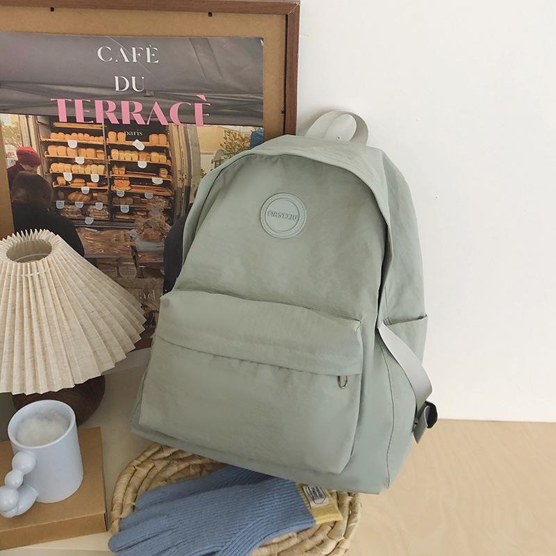 Spring New Nylon Lightweight Sports Backpack Ins Large Capacity Solid Color Student Schoolbag Casual Backpack