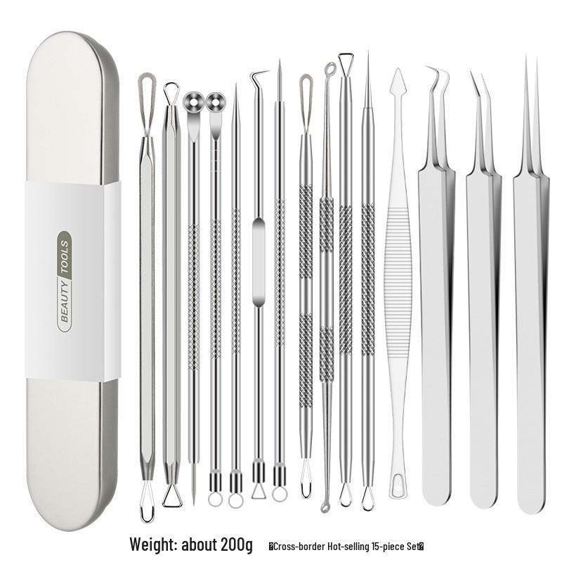 Stainless Steel Blackhead Remover Tool - Needle & Clip for Acne and Makeup.