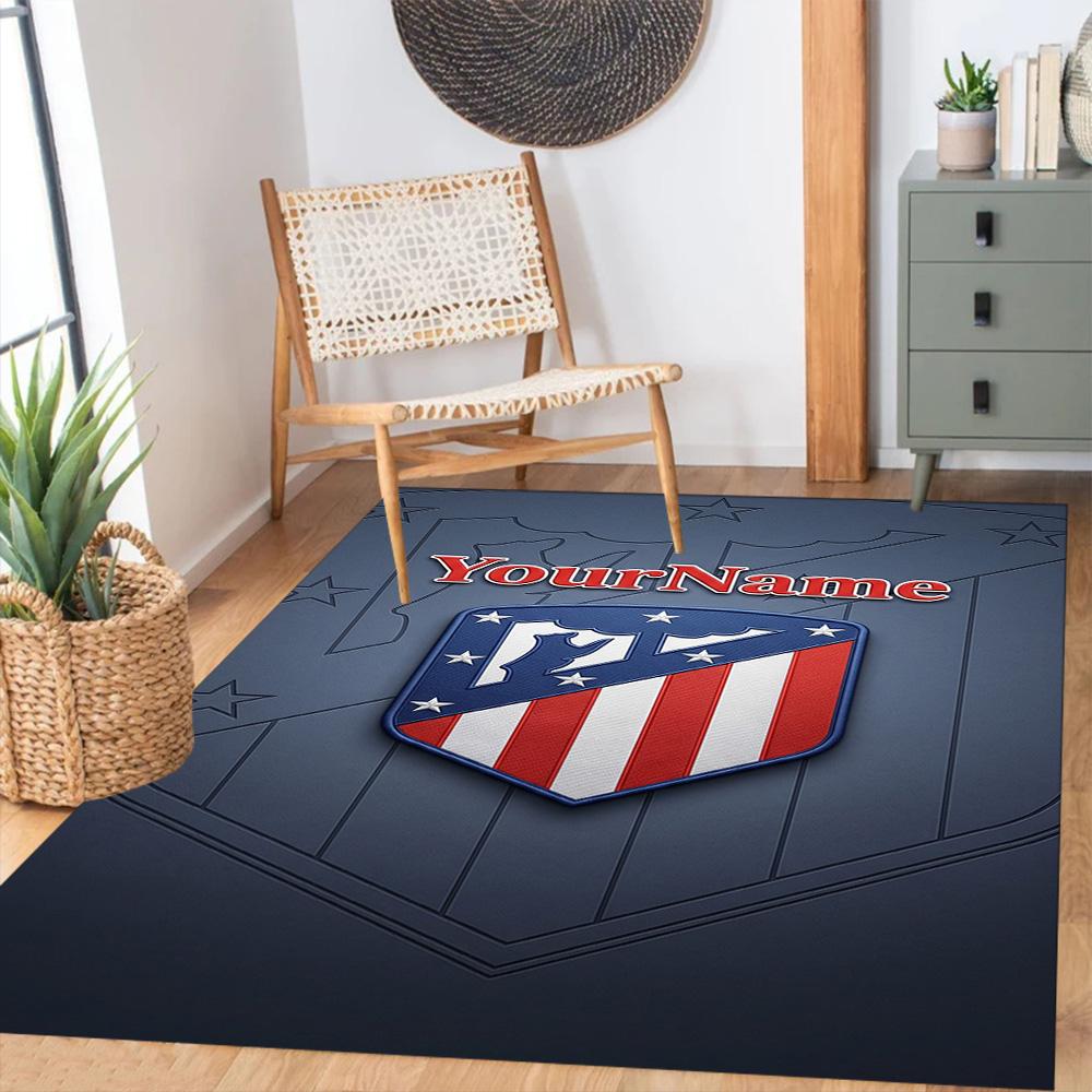 Atletico Madrid Customize Your Name Area Rug Perfect for Outdoor Study room Bedrooms Entryway Anti-slip Rug Anime Office Decor Best for Christmas