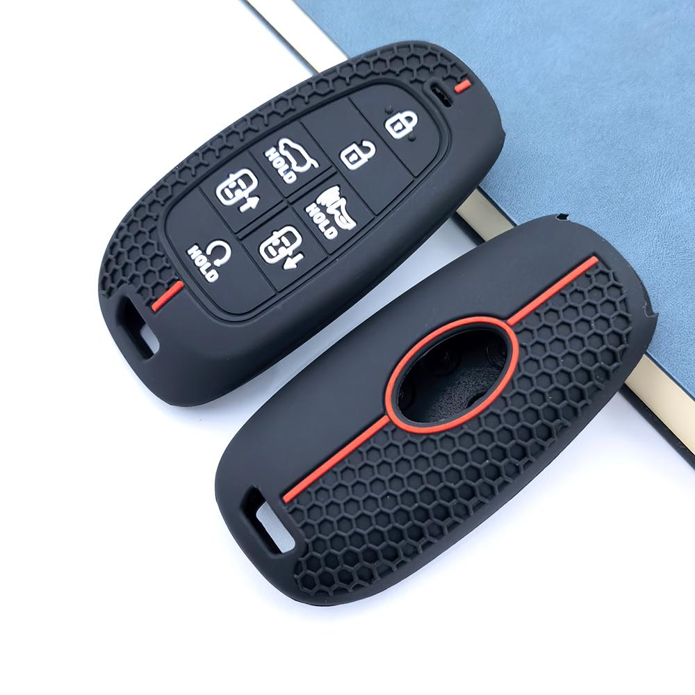 7 Buttons Silicone Car Key Cover For Hyundai Santa Fe Tucson Nexo Nx4 Atos Solaris Prime Auto Shell Fob Case Keyshell