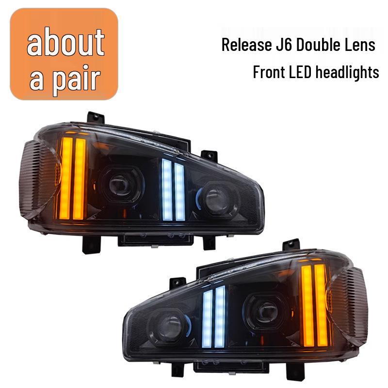 LED Headlight Assembly with DRL for FAW Jiefang J6/J6P/J6M - Double Lens Modified