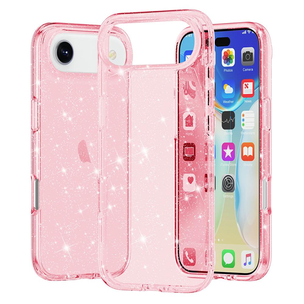

For iPhone 17 Air Case Sparkly Powder Glitter Shiny Soft TPU+Hard PC Back Cover Pink